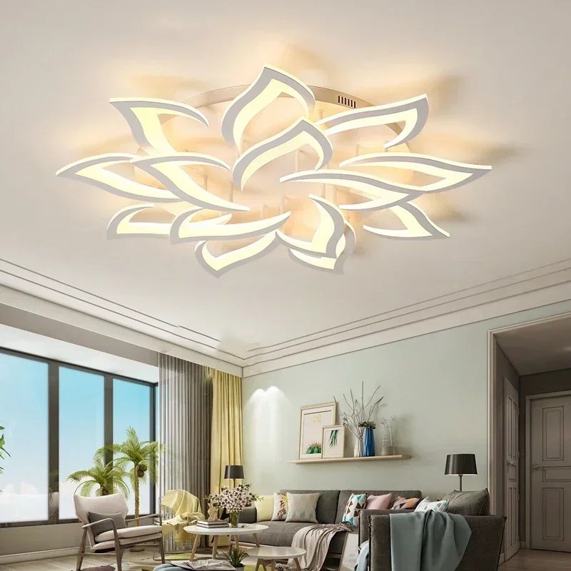 Interior Design Kitchen And Living Room - Designerski żyrandol LED z płatkami Salon