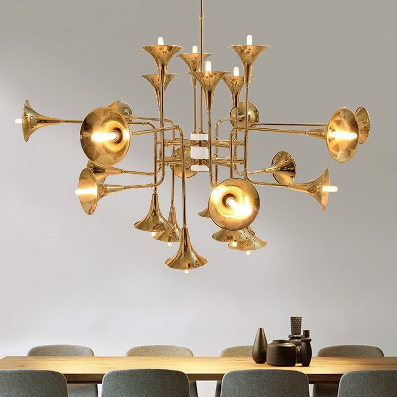 Interior Design Kitchen And Living Room - Nordycka lampa wisząca trąbka do kuchni